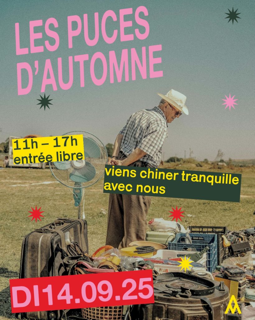 Les Puces reviennent à L’Amalgame le dimanche 14 septembre 2025, de 11h00 à 17h00.