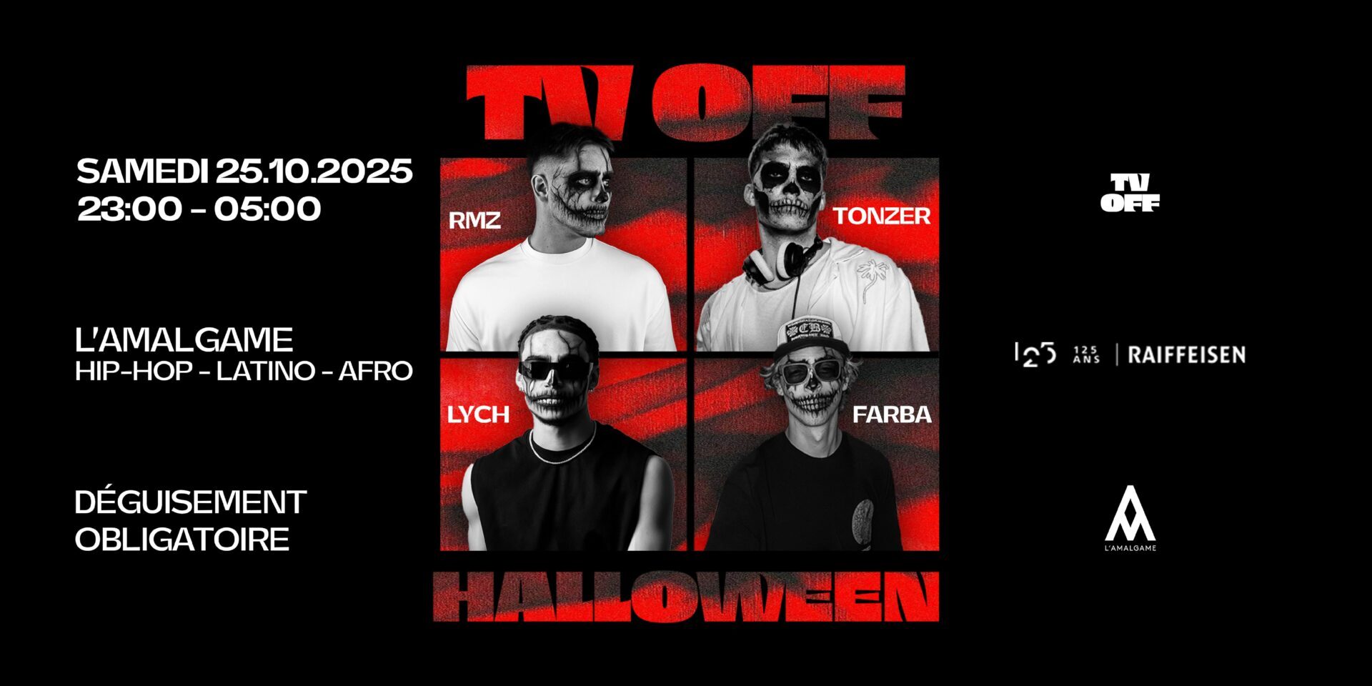 TV OFF est de retour à L'Amalgame pour une édition spéciale HALLOWEEN. Le rdv est donné le samedi 25 octobre 2025!